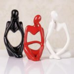 KAVIART Set of 3 Ceramic Thinker Showpieces Modern Art for Home & Office Decor Decorative Showpiece - 15 cm (Ceramic, Multicolor)