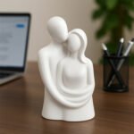 KAVIART Romantic Hugging Love Couple Statue for Home Decor & Perfect Gift Decorative Showpiece - 40 cm (Resin, White)