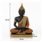 KAVIART Meditating Buddha Statue Showpiece Idol for Home, Living Room & Gift Purpose Decorative Showpiece - 23 cm (Resin, Orange, Black) - Image 6