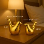 KAVIART Golden Blessing Birds Figurine Set | Home & Office Decor (Pack of 2 Decorative Showpiece - 7 cm (Ceramic, Gold) - Image 9