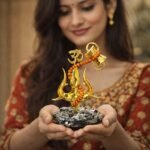 KAVIART Divine Lord Shiva Trishul Car Dashboard Idol with Om & Damru Decorative Showpiece - 11 cm (Resin, Gold) - Image 4