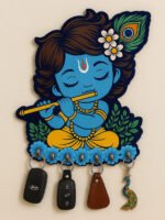 KAVIART Little Krishna Wooden Wall Key Holder Decorative Key Hanger for Home Wood Key Holder (7 Hooks, Multicolor) - Image 4