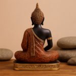 KAVIART Meditating Buddha Statue Showpiece Idol for Home, Living Room & Gift Purpose Decorative Showpiece - 23 cm (Resin, Orange, Black) - Image 5