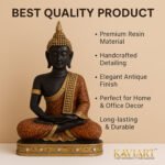 KAVIART Meditating Buddha Statue Showpiece Idol for Home, Living Room & Gift Purpose Decorative Showpiece - 23 cm (Resin, Orange, Black) - Image 4