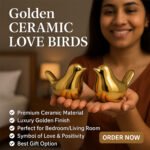 KAVIART Golden Blessing Birds Figurine Set | Home & Office Decor (Pack of 2 Decorative Showpiece - 7 cm (Ceramic, Gold) - Image 6