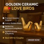 KAVIART Golden Blessing Birds Figurine Set | Home & Office Decor (Pack of 2 Decorative Showpiece - 7 cm (Ceramic, Gold) - Image 3