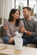 KAVIART Romantic Hugging Love Couple Statue for Home Decor & Perfect Gift Decorative Showpiece - 40 cm (Resin, White) - Image 7