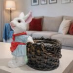 Kaviart Resin White Rabbit with Basket Showpiece | 14 cm Height Decorative Figurine for Home Decor, Garden, Living Room & Gifting, - Image 5