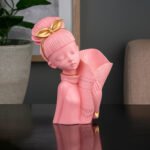 Decorative Pot Lady Flower Basket Statue Elegant Home Decorative Showpiece - 20 cm (Resin, Pink)