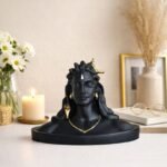 Kaviart Resin Aadi Yogi Shiva Idol 8 cm | Black & Gold Mahadev Bust Statue for Car Dashboard, Home Temple, Meditation, Office Desk & Spiritual Decor mahadev
