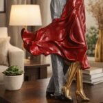 KAVIART Romantic Couple Statue | Synthetic Resin Love Couple Figurine Showpiece for Home Décor, Bedroom, Living Room & Gift (Golden-Red) - Image 2