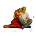 KAVIART Sitting Romantic Couple Statue | Synthetic Resin Love Figurine Showpiece for Home Décor, Bedroom, Living Room & Gift (Golden-Red) - Image 2