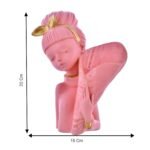 Decorative Pot Lady Flower Basket Statue Elegant Home Decorative Showpiece - 20 cm (Resin, Pink) - Image 2