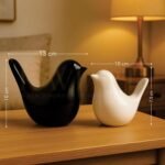 Kaviart Black & White Ceramic Birds Figurines | Decorative Ceramic Bird Showpieces Home Decor for Living Room, Bedroom & Office (Set of 2 pcs) Bird Ornaments - Image 2