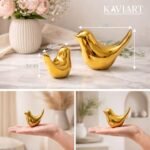 Golden Ceramic Birds Figurine Set | Luxury Home Decor Showpiece with Golden Coated Layer for Living Room, Bedroom, Office & Table Decoration | Love Birds Gift (Set of 2 PCS) - Image 2