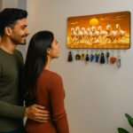 Kaviart Wooden Wall Key Holder with 7 Horses Vastu Painting | Stylish Key Stand & Key Hanger for Home Decor 6 Hooks - Image 6