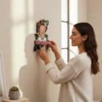 Kaviart Wooden Key Holder for Wall Decor | Krishna Design Key Stand with 7 Hooks | Decorative Wall Hanging Organizer for Home & Office use (Pink) - Image 3