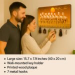 Kaviart Wooden Wall Key Holder with 7 Horses Vastu Painting | Stylish Key Stand & Key Hanger for Home Decor 6 Hooks - Image 5