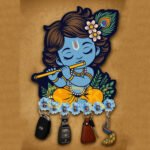 Kaviart Wooden Key Holder for Wall | Krishna Design Key Stand with 7 Hooks | Decorative Wall Hanging Organizer for Home & Office use (Blue) - Image 4