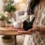 Kaviart Black & White Ceramic Birds Figurines | Decorative Ceramic Bird Showpieces Home Decor for Living Room, Bedroom & Office (Set of 2 pcs) Bird Ornaments - Image 4