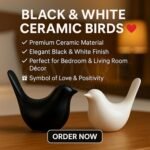 Kaviart Black & White Ceramic Birds Figurines | Decorative Ceramic Bird Showpieces Home Decor for Living Room, Bedroom & Office (Set of 2 pcs) Bird Ornaments - Image 5