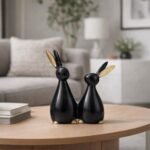 Kaviart Premium Resin Black Rabbit Showpiece | Modern Decorative Figurine for Home, Office, Table Decor & Gifting
