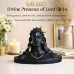 Kaviart Resin Aadi Yogi Shiva Idol (12 cm) | Black & Gold Mahadev Bust Statue for Car Dashboard, Home Temple, Office Desk, Meditation & Spiritual Décor - Image 3