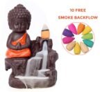 KAVIART Polyresin Baby Monk Buddha Smoke Fountain with Sticks Decorative Showpiece - Image 3
