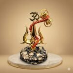 KAVIART Divine Lord Shiva Trishul Car Dashboard Idol with Om & Damru, Premium Resin Religious Decor, Vastu & Protection Showpiece for Car, Home