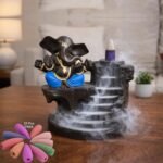 KAVIART Resin Lord Ganesha Idol Backflow Incense Holder with 25 Free Smoke Cones | Spiritual Showpiece for Mandir, Home Decor & Gift