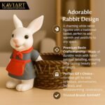 Kaviart Resin White Rabbit with Basket Showpiece | 14 cm Height Decorative Figurine for Home Decor, Garden, Living Room & Gifting, - Image 3