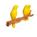 Kaviart Resin Bird Key Holder for Wall | Decorative Wall Hanging Hook Stand with 3 Birds on Branch | Home & Office Organizer (Yellow) - Image 5