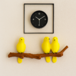 Kaviart Resin Bird Key Holder for Wall | Decorative Wall Hanging Hook Stand with 3 Birds on Branch | Home & Office Organizer (Yellow) - Image 3