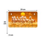 Kaviart Wooden Wall Key Holder with 7 Horses Vastu Painting | Stylish Key Stand & Key Hanger for Home Decor 6 Hooks - Image 3